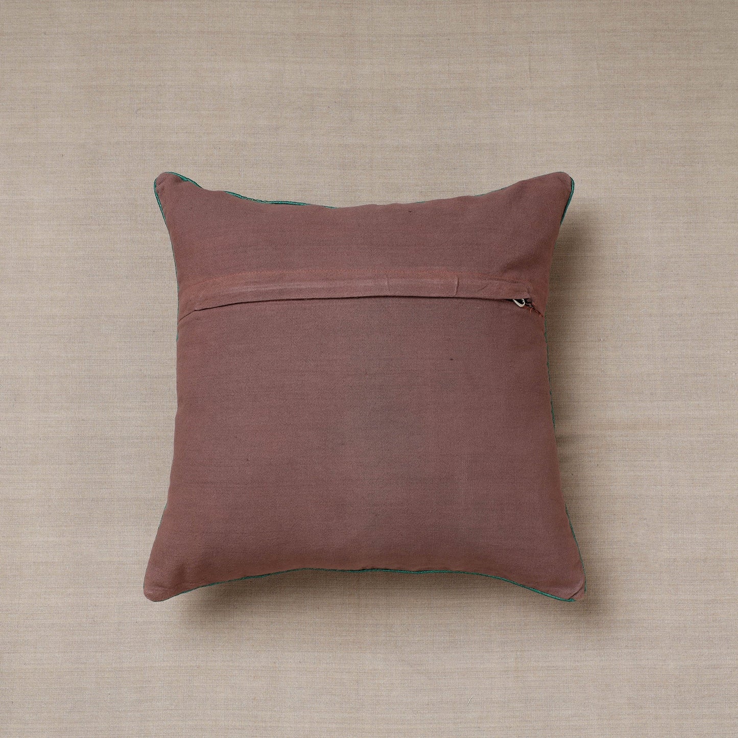 Brown Soof Embroidery Cotton Cushion Cover