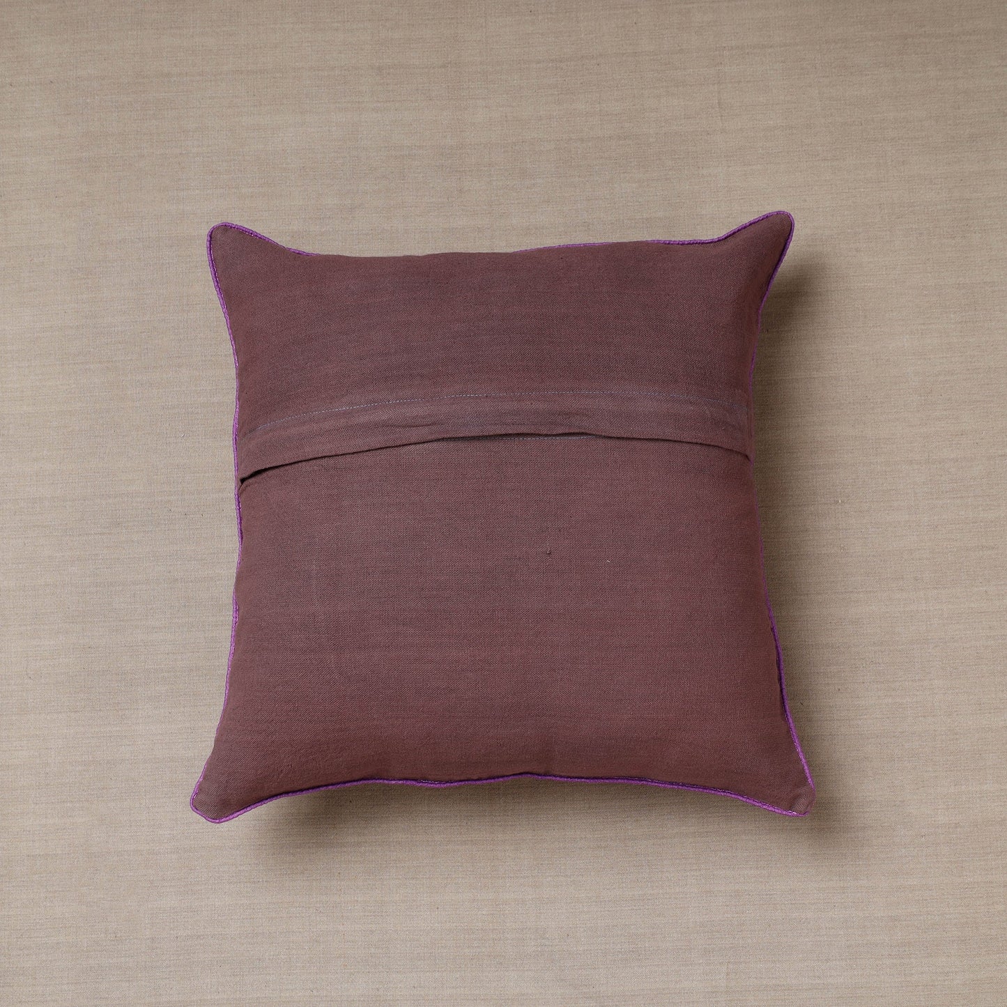 Brown Soof Embroidery Cotton Cushion Cover
