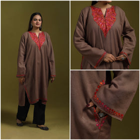 Sozni hand embroidered kashmiri merino wool pheran 57
