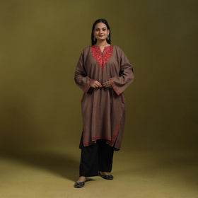 Sozni hand embroidered kashmiri merino wool pheran 57