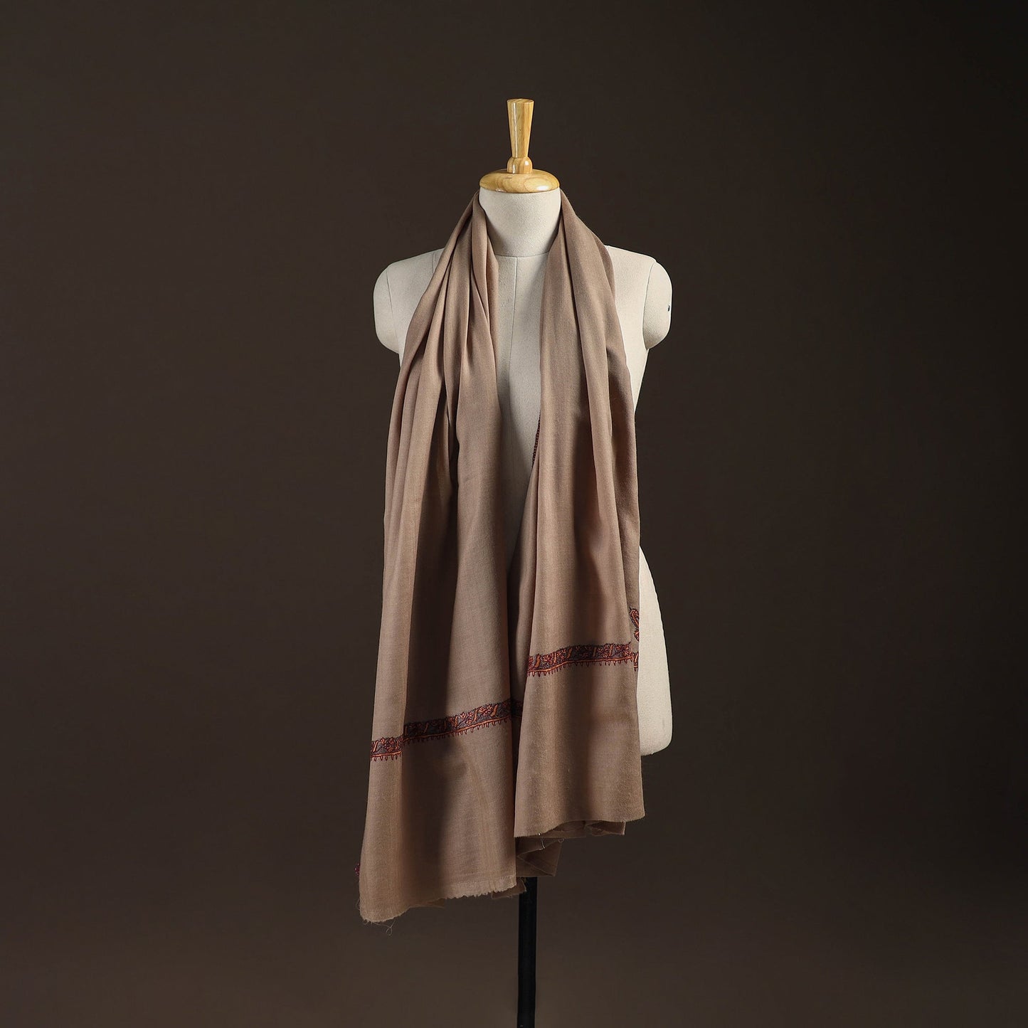 Brown - sozni hand embroidery merino wool handwoven