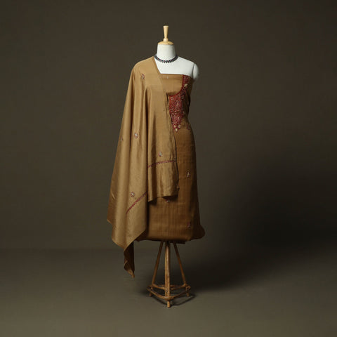 Sozni hand embroidery silk 3pc unstitched dress material 07