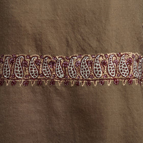 Brown - sozni hand embroidery work kashmiri merino wool