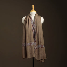 Brown - sozni hand embroidery work kashmiri merino wool