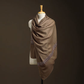Brown - sozni hand embroidery work kashmiri merino wool