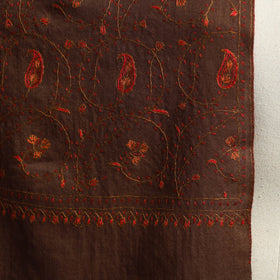 Brown - sozni heavy hand embroidery work kashmiri merino
