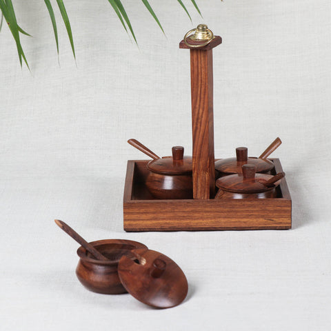 Brown Spice Hanging Set - Handcrafted with Sheesham Wood