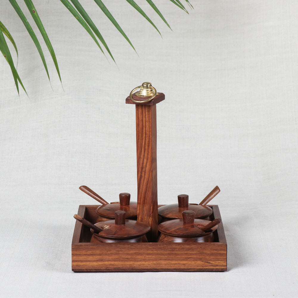 Brown Spice Hanging Set - Handcrafted with Sheesham Wood