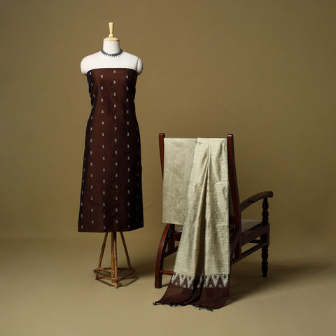 Spun dupion silk thread buti 3pc unstitched dress material