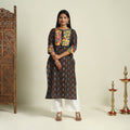 Brown Srikalahasti Mosaic Fusion Cotton Straight Ikat Kurta for Women