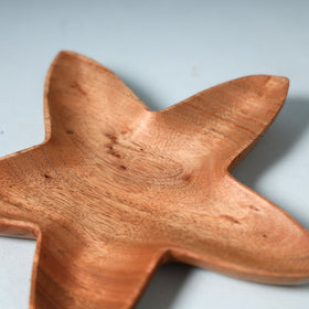 Brown Handcarved Natural Neem Wooden Serving Tray 