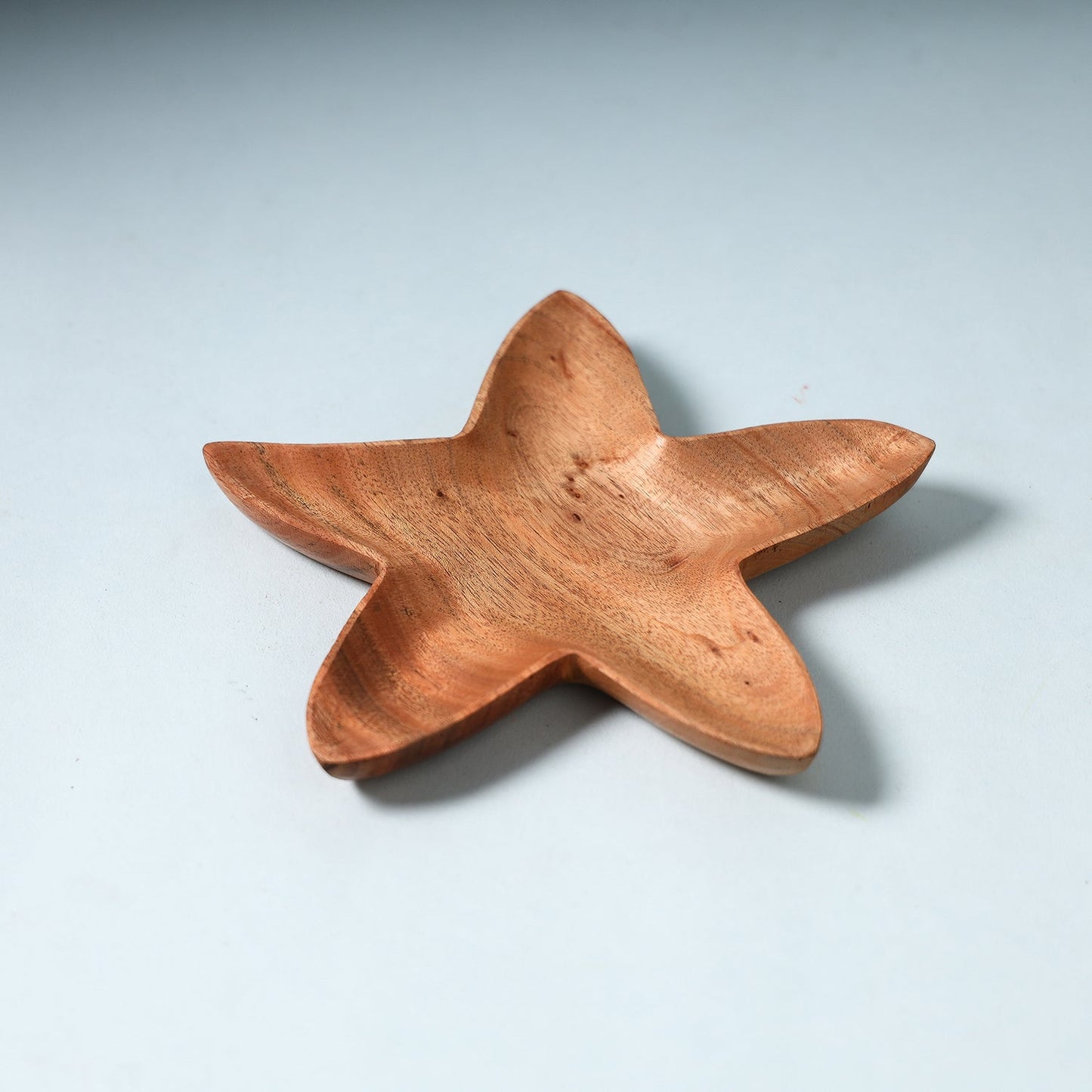 Brown Handcarved Natural Neem Wooden Serving Tray 