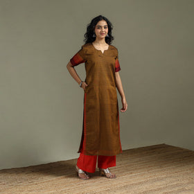 Straight cotton dharwad kurta for women 23 - handcrafted
