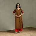 Straight cotton dharwad kurta for women 23 - handcrafted