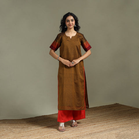 Straight cotton dharwad kurta for women 23 - handcrafted