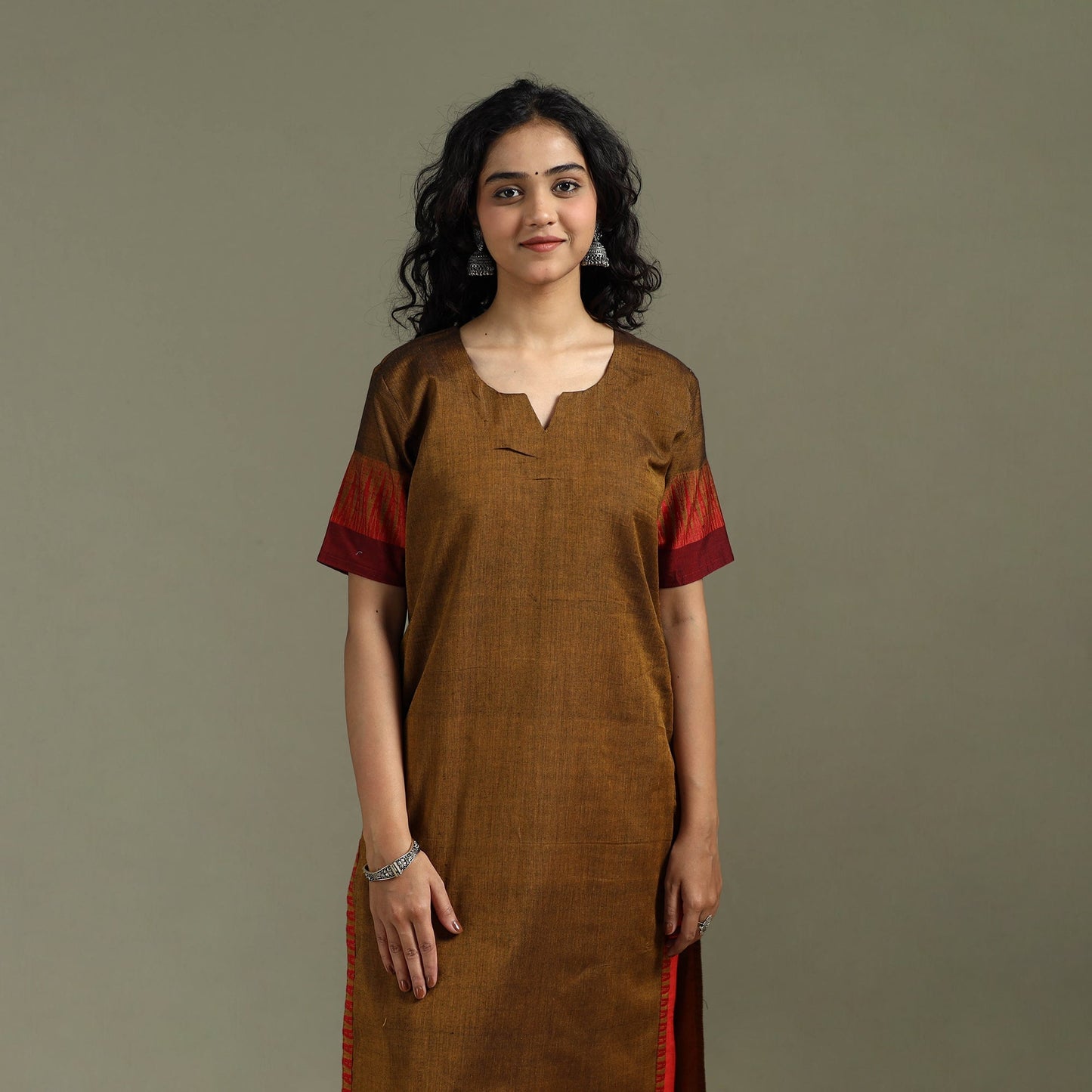 Straight cotton dharwad kurta for women 23 - handcrafted