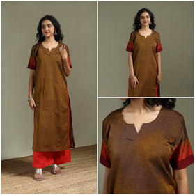Straight cotton dharwad kurta for women 23 - handcrafted