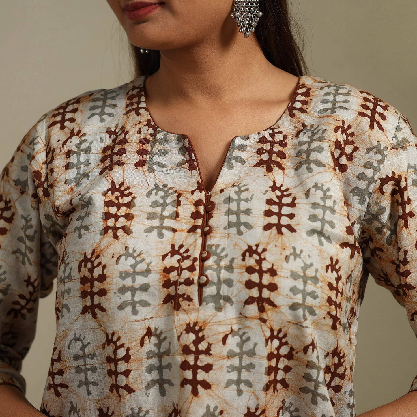 Straight cotton hand batik kurta for women 30 - handcrafted