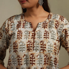 Straight cotton hand batik kurta for women 30 - handcrafted