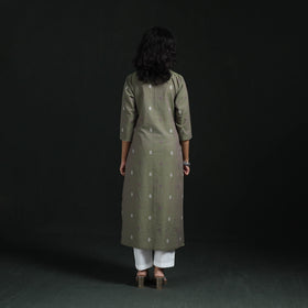 Straight cotton jacquard kurta for women 03 - handcrafted