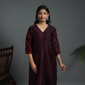 Brown Straight Handloom Chanderi Silk Tie-Dye Leheriya Kurta for Women