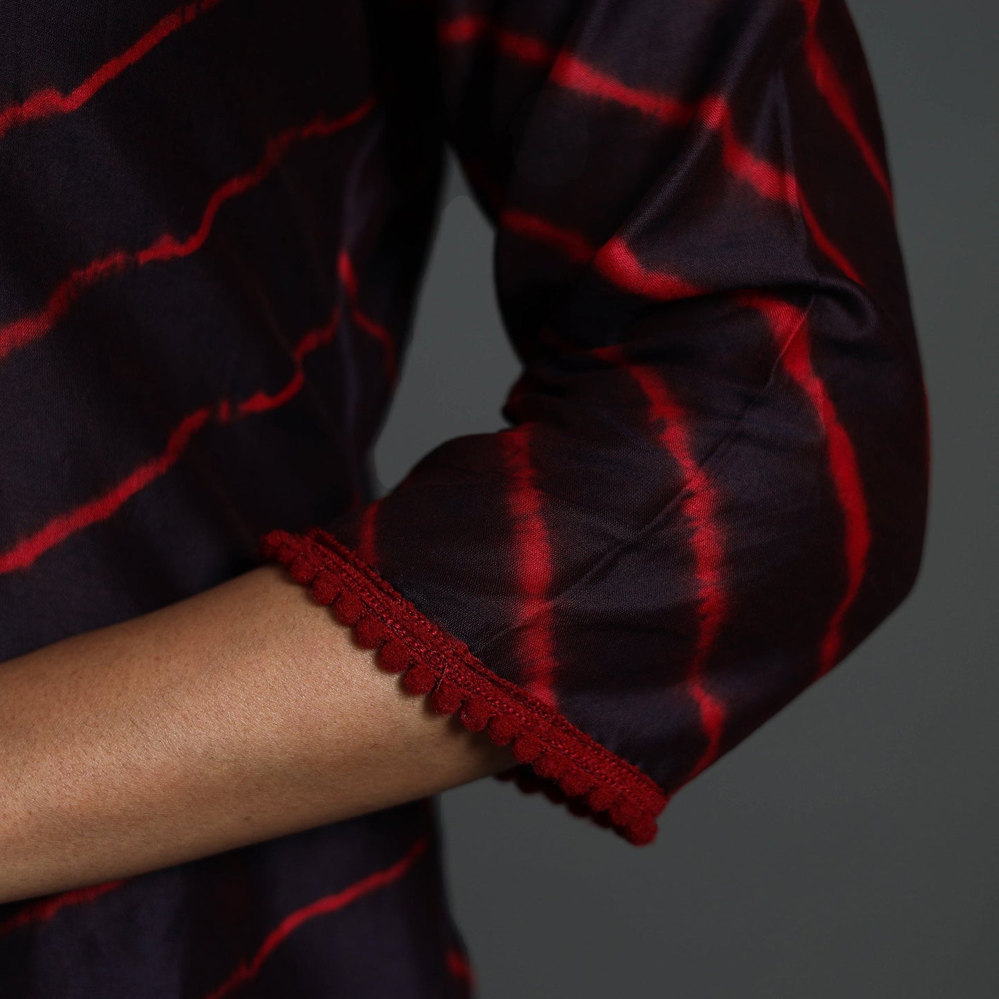 Brown Straight Handloom Chanderi Silk Tie-Dye Leheriya Kurta for Women