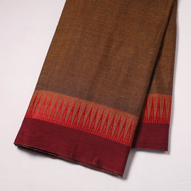 Brown - thread border dharwad cotton fabric 01 - handcrafted