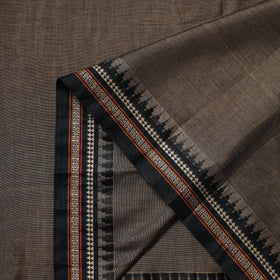 Brown Thread Border Dharwad Cotton Fabric