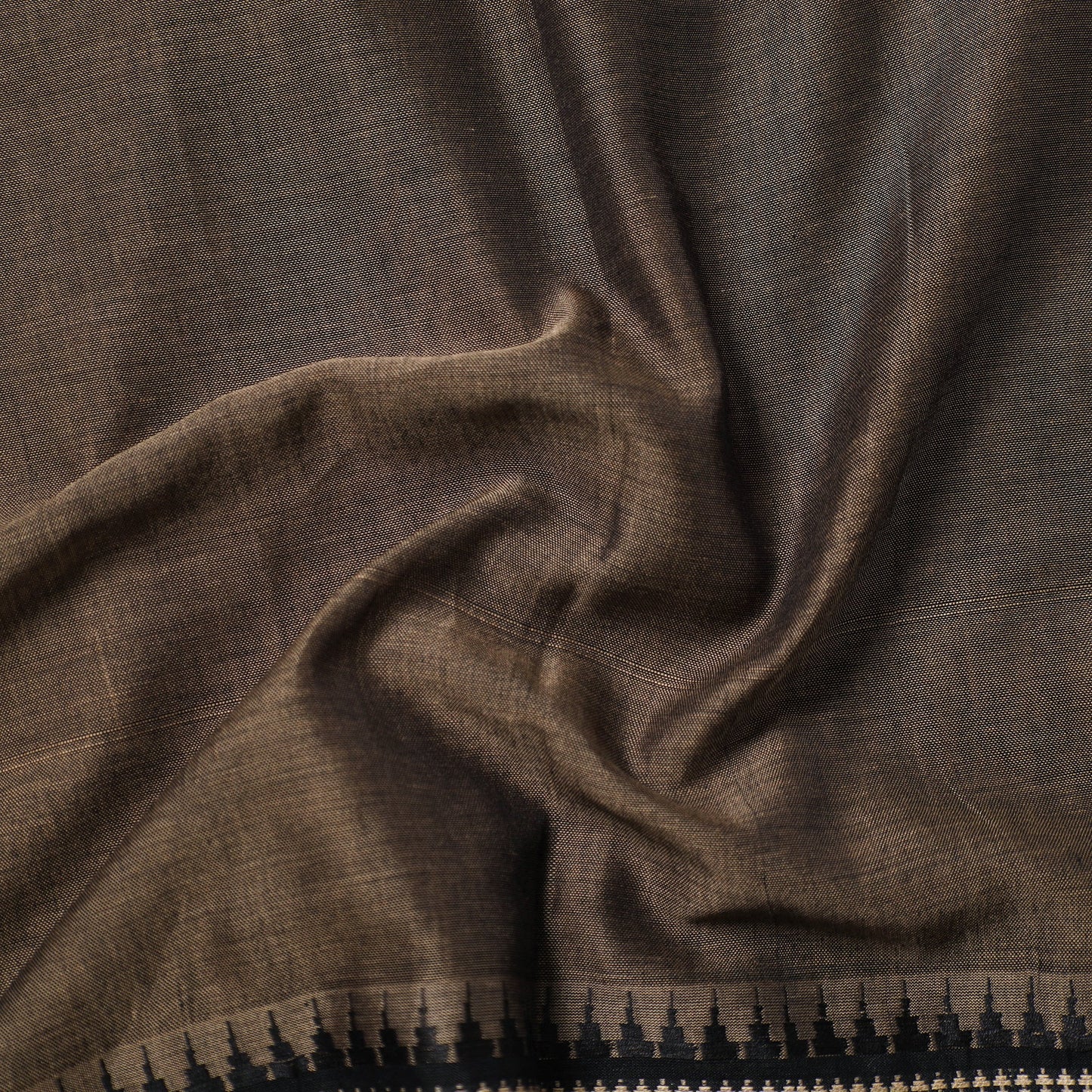Brown Thread Border Dharwad Cotton Fabric