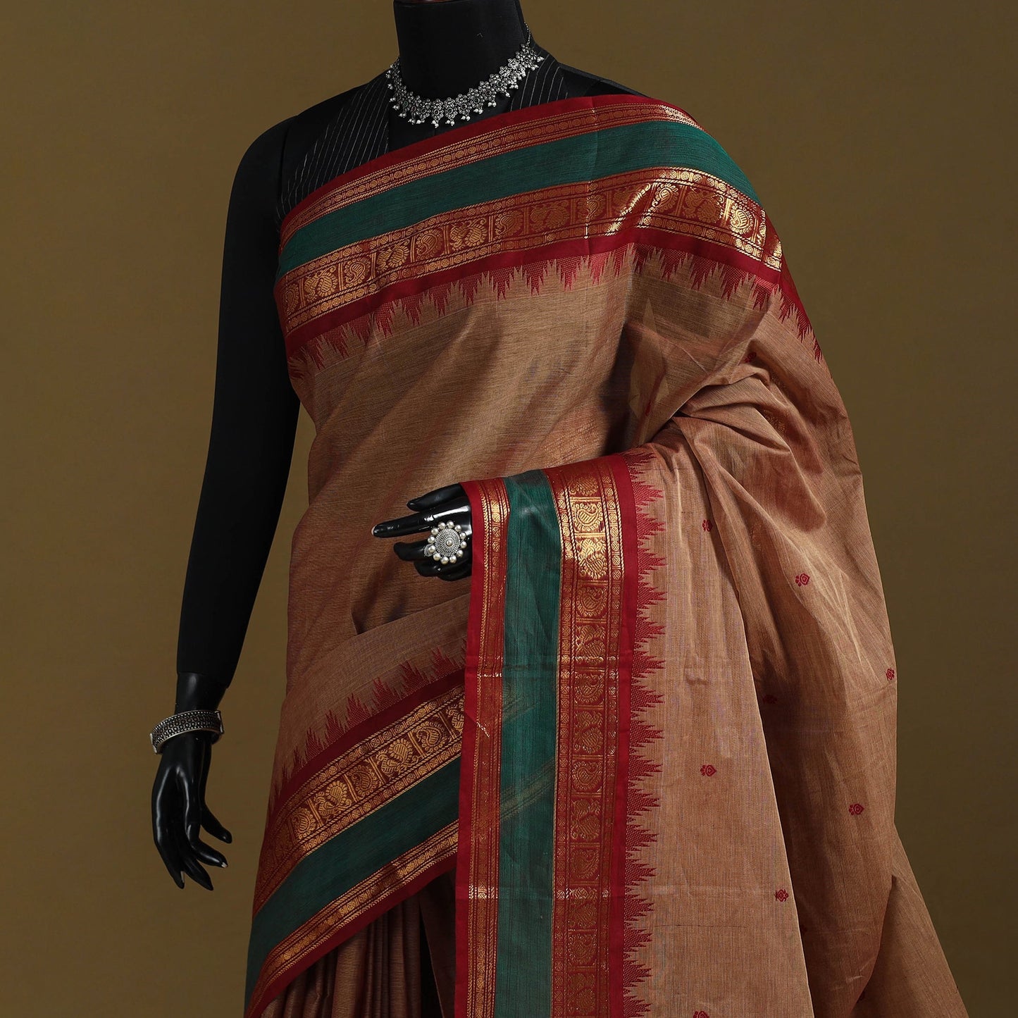 Thread buti cotton kanchipuram saree with border 06