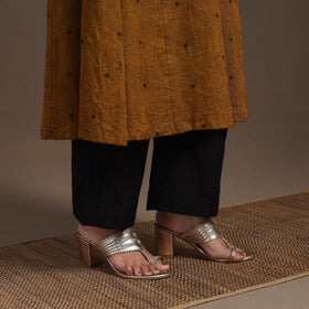 Brown - thread buti work cotton plain kurta set (set of 2)