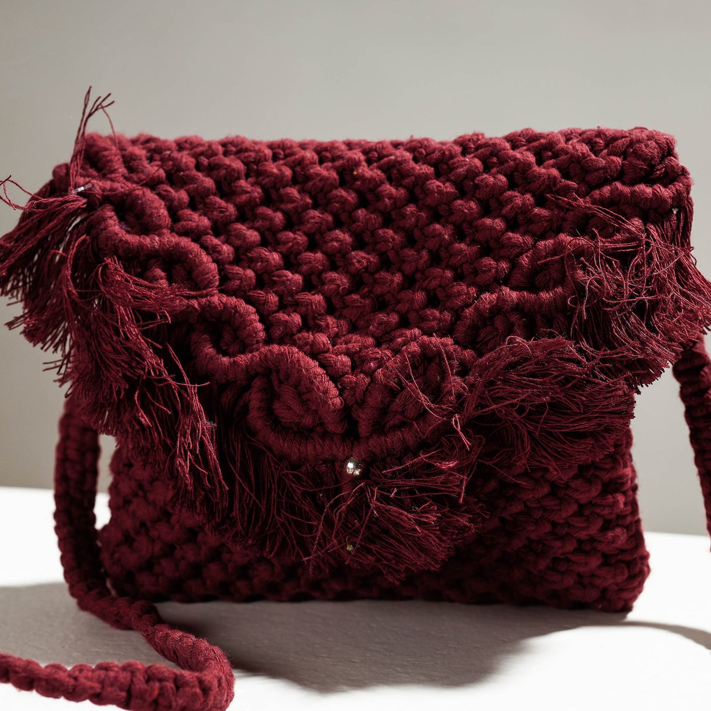 Buy Thread Work Handcrafted Macrame Sling Bag Online l iTokri.com