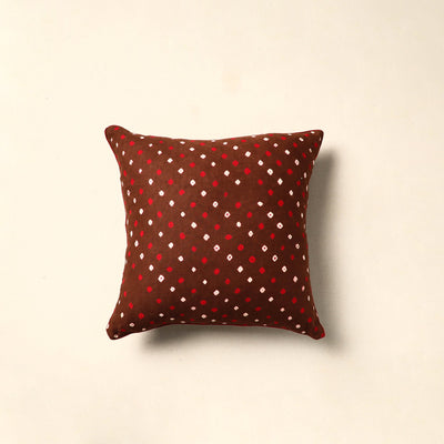 Buy Brown Tie & Dye Cotton Bandhani Cushion Cover Online