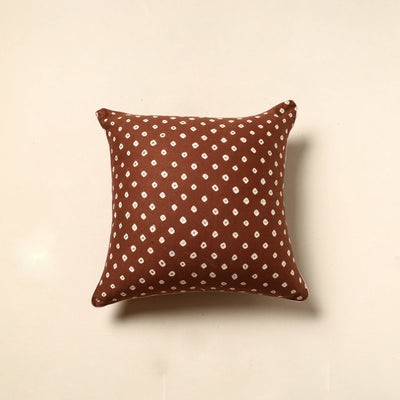  Brown Tie & Dye Cotton Bandhani Cushion Cover Online