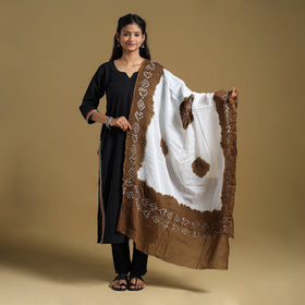 Brown Tie-Dye Cotton Kutch Bandhani Dupatta 