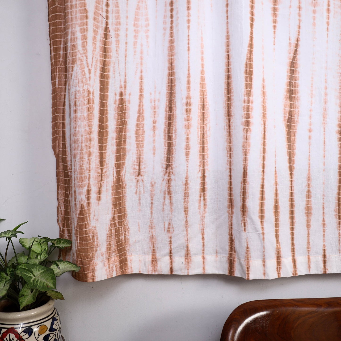 Brown - tie & dye cotton shibori curtain for window (set