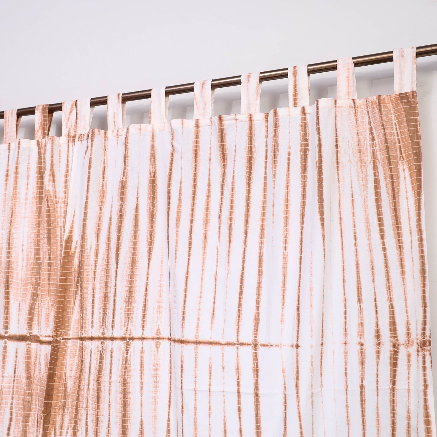 Brown - tie & dye cotton shibori curtain for window (set