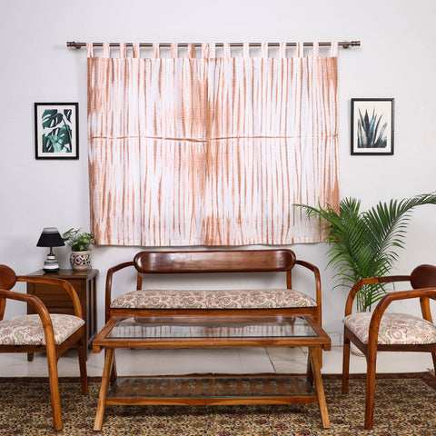 Brown - tie & dye cotton shibori curtain for window (set