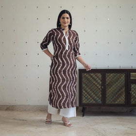 Buy Brown Tie & Dye Cotton Straight Shibori Kurta