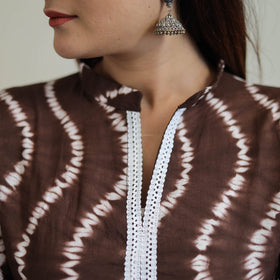 Buy Brown Tie & Dye Cotton Straight Shibori Kurta