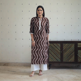 Buy Brown Tie & Dye Cotton Straight Shibori Kurta