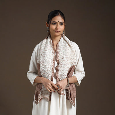 Buy Brown Tie & Dye Gajji Silk Shibori Stole