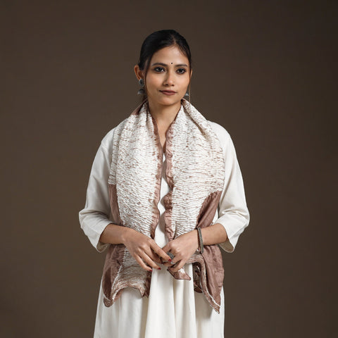 Buy Brown Tie & Dye Gajji Silk Shibori Stole