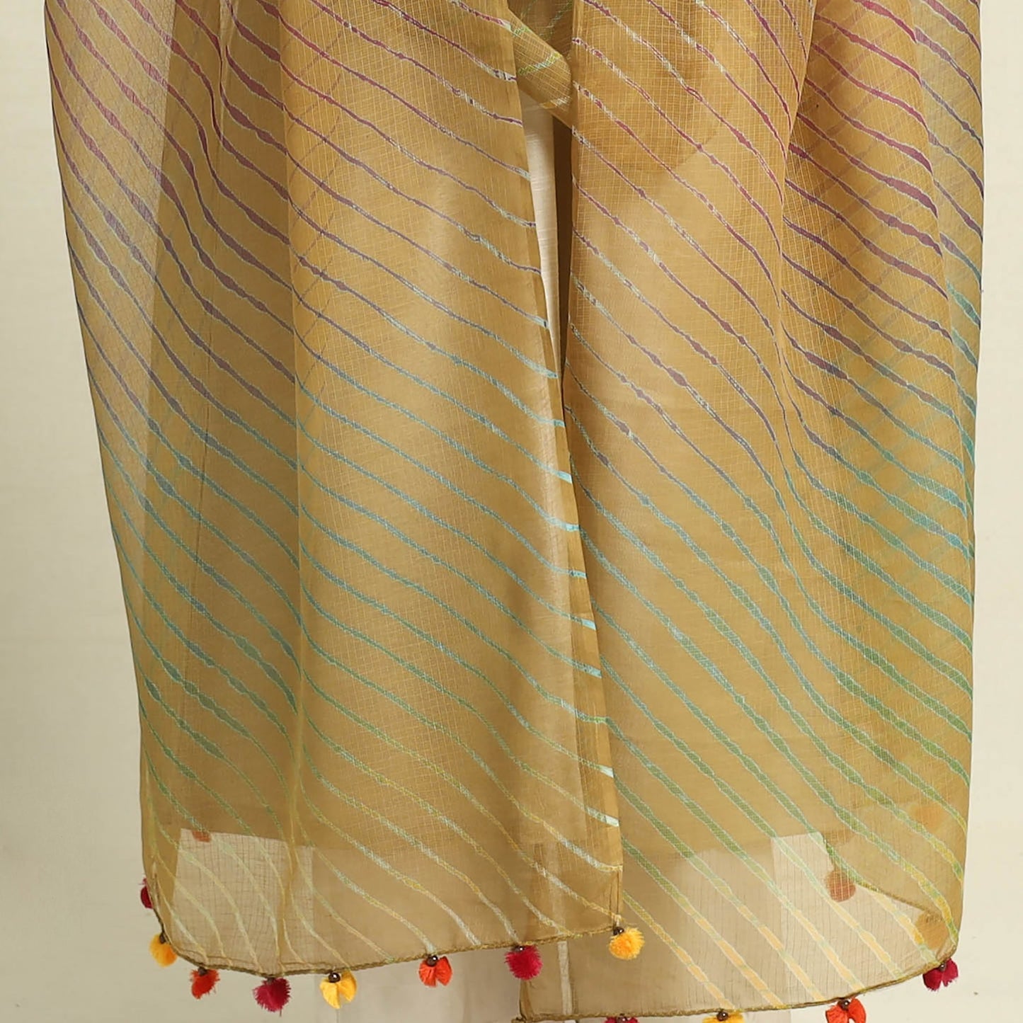 Brown Tie & Dye Kota Doria Cotton Leheriya Dupatta