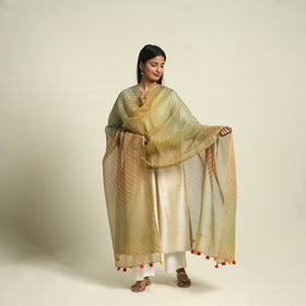 Brown Tie & Dye Kota Doria Cotton Leheriya Dupatta