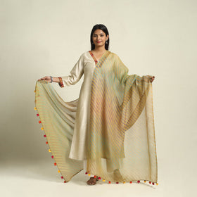 Brown Tie & Dye Kota Doria Cotton Leheriya Dupatta