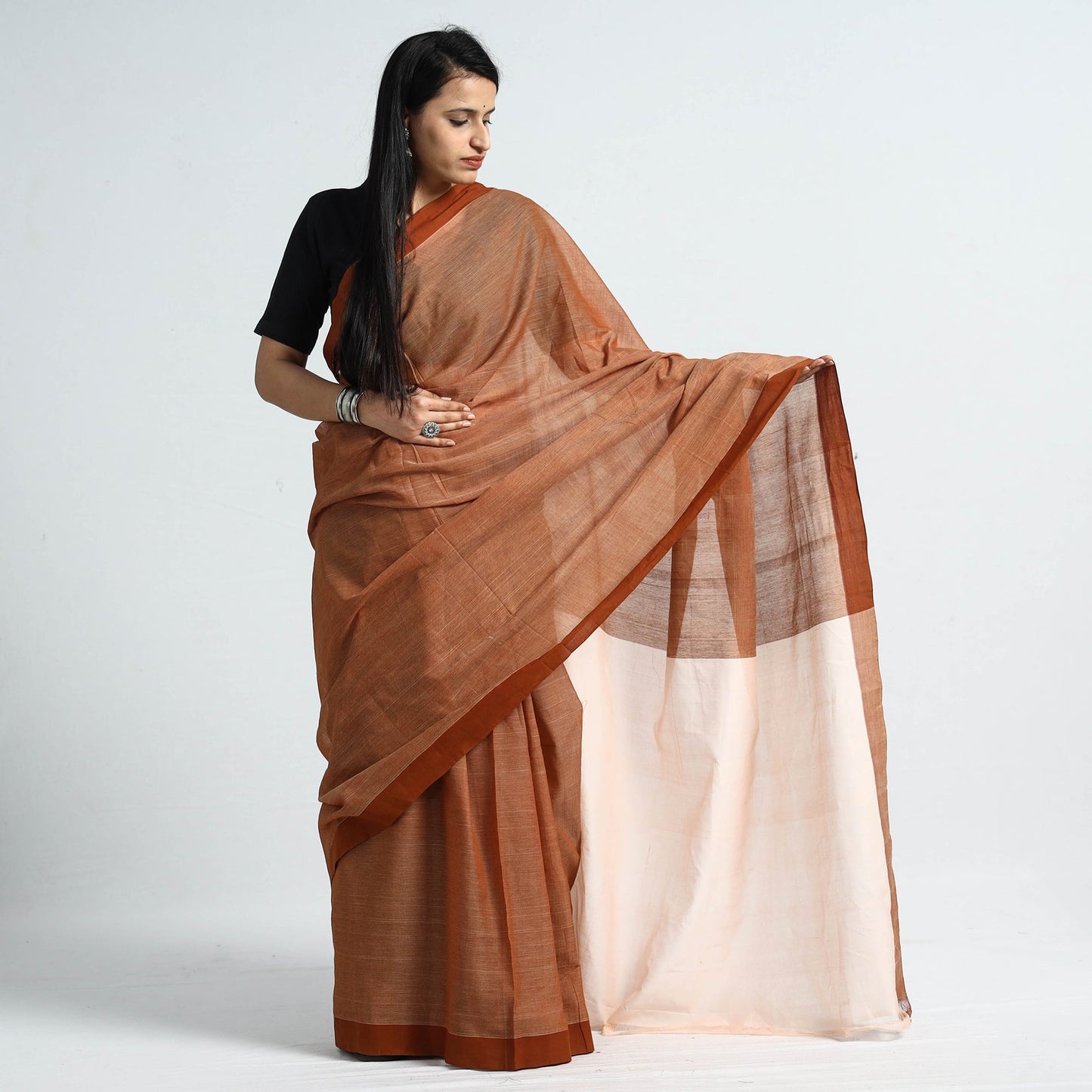  Traditional Challapalli Plain Handloom Cotton Saree 