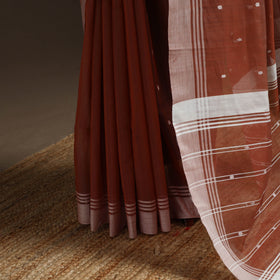 Brown - traditional handloom buti chanderi silk saree 06