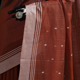 Brown - traditional handloom buti chanderi silk saree 06