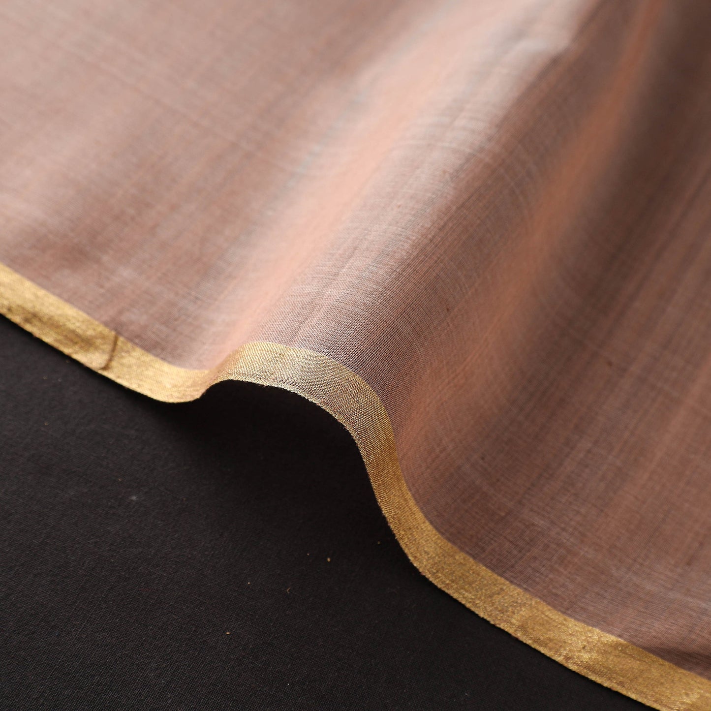  Brown Traditional Handloom Chanderi Silk Cotton Fabric